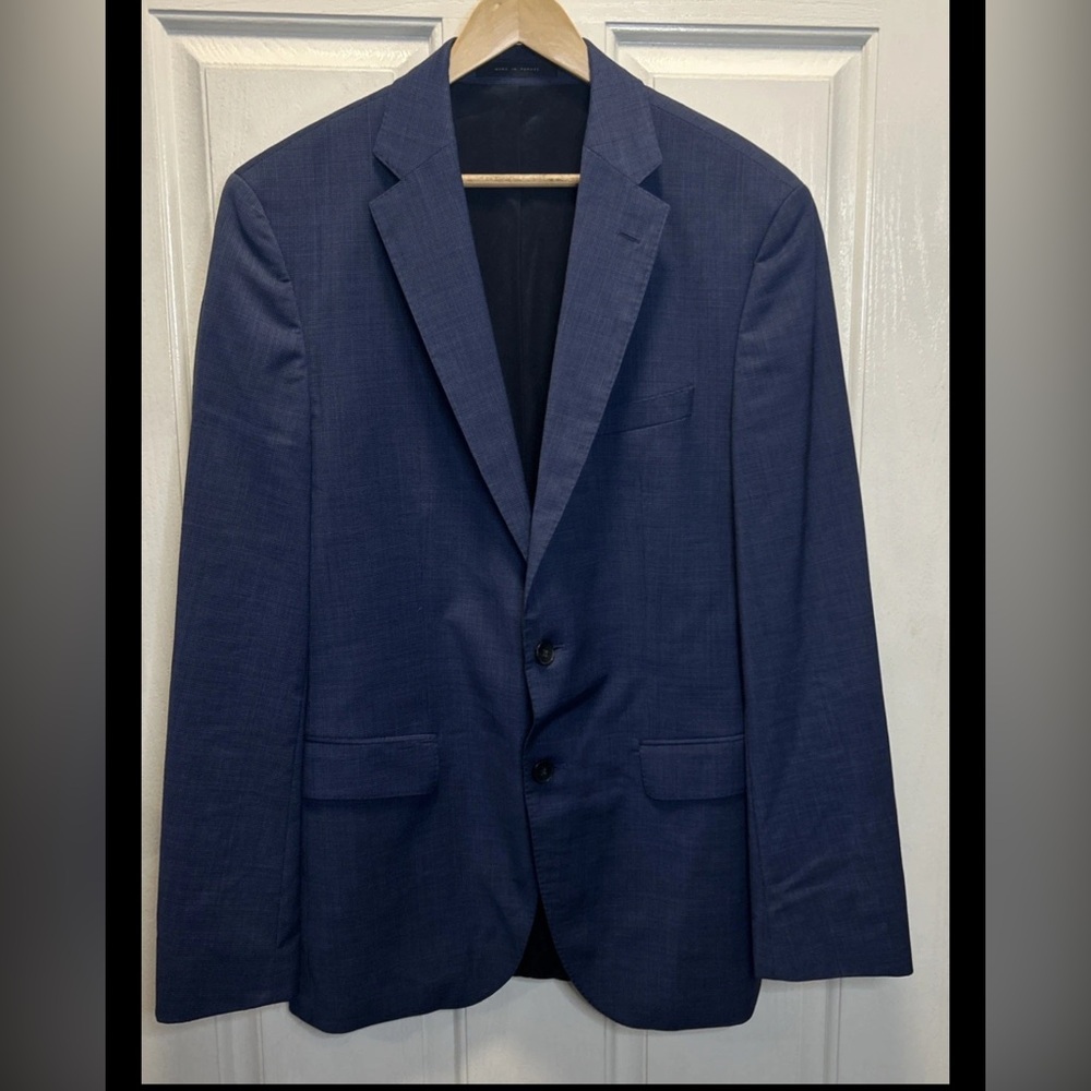 HUGO BOSS Sport Coat Jacket Blue Lanificio Tesse Biella Stretch Tailoring 40R